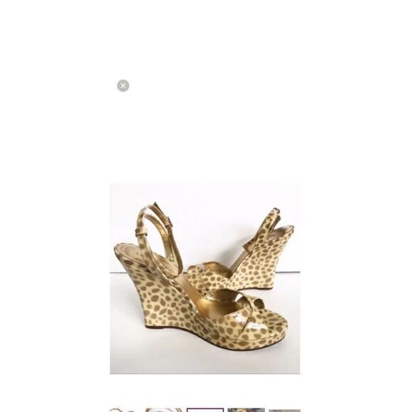 Kate Spade Women’s Size 9.5 Cindy Wedge Heels Tan Patent Leather Giraffe Print - Picture 9 of 13